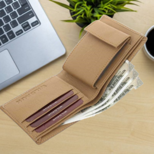 Fashionable Beige Colour Mens Wallet Flip ID With Removable cardholder