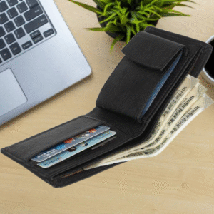 Fashionable Black Mens Wallet Flip ID With Removable cardholder