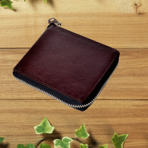 Leather Mens Wallet with Round Chain (Black)