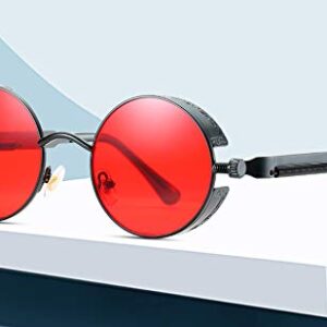 Red Stylish Round Sunglasses with Black Frame for Mens and Women