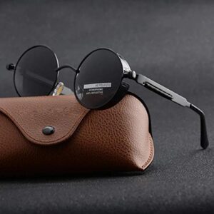 Black Stylish Round Sunglasses with Black Frame for Mens and Women
