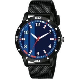 Royal Black and Blue Quartz Analog Watch for Men