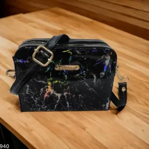 Women Black Sling bag with Adjustable Strap for Girls and Women Purse