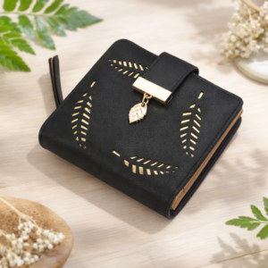 Girls Cute Leaves Wallet for girls Purse Black