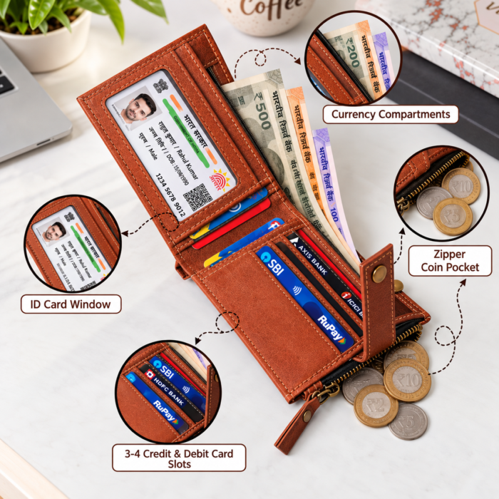 Leather Wallet Features Infographic Leather Wallet Features Infographic
