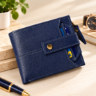 Navy Leather Wallet on Elegant Tabletop (1)